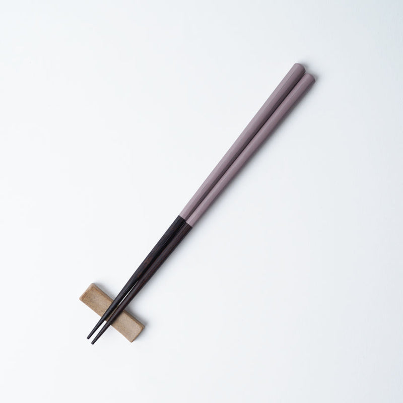 [Chopsticks and Chopstick Rest]  HASHIKURA SEASON01 Octagonal Wenge Pink (8.85inch) with Ceramic chopstick rest | MATSUKAN | Wakasa Lacquerware