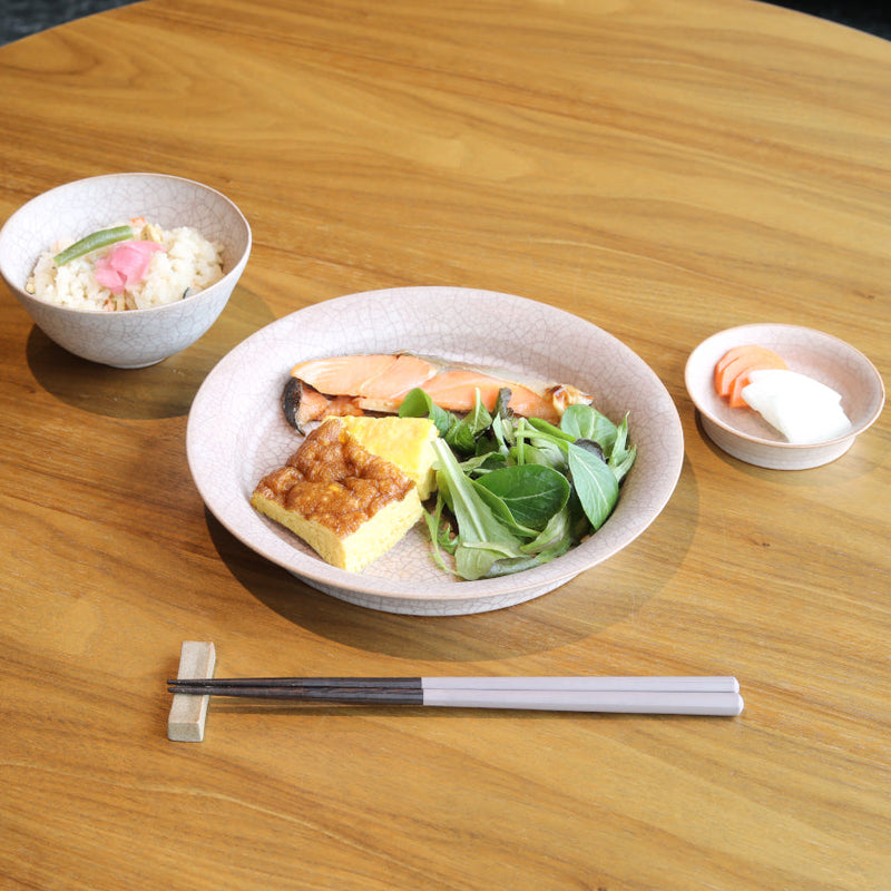 [Chopsticks and Chopstick Rest]  HASHIKURA SEASON01 Octagonal Wenge Pink (8.85inch) with Ceramic chopstick rest | MATSUKAN | Wakasa Lacquerware