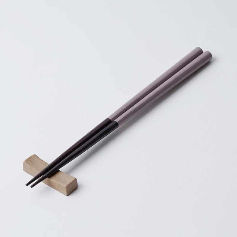 [Chopsticks and Chopstick Rest]  HASHIKURA SEASON01 Octagonal Wenge Pink (8.85inch) with Ceramic chopstick rest | MATSUKAN | Wakasa Lacquerware