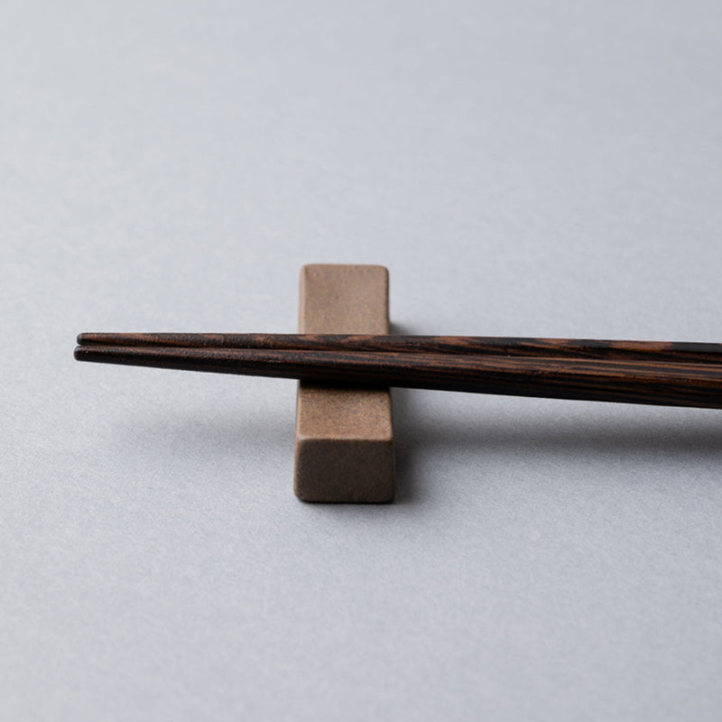 [Chopsticks and Chopstick Rest]  HASHIKURA SEASON01 Octagonal Wenge Yellow (8.85inch) with Ceramic chopstick rest | MATSUKAN | Wakasa Lacquerware