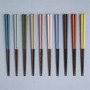 [Chopsticks and Chopstick Rest]  HASHIKURA SEASON01 Octagonal Wenge Light Beige (8.85inch) with Ceramic chopstick rest | MATSUKAN | Wakasa Lacquered Chopsticks