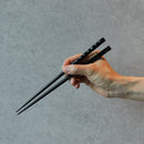 [Chopsticks and Chopstick Rest] SHELL PEONY a Pair of Mother of pearl decorated Chopsticks with light blue shell shaped Chopstick rests | Wakasa Lacquered Chopsticks| MATSUKAN