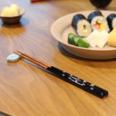 [Chopsticks and Chopstick Rest] SHELLED SHIORI a Pair of Mother of pearl decorated Chopsticks with light blue shell shaped Chopstick rests | Wakasa Lacquered Chopsticks| MATSUKAN