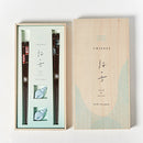 [Chopsticks and Chopstick Rest] RADEN CHECKERED a Pair of Mother of pearl decorated Chopsticks with light blue shell shaped Chopstick rests | Wakasa Lacquered Chopsticks| MATSUKAN