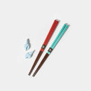 [Chopsticks and Chopstick Rest] SPARKLING WAVE a  Pair of Chopsticks with light blue shell shaped Chopstick rests | Wakasa Lacquered Chopsticks | MATSUKAN