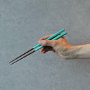 [Chopsticks and Chopstick Rest] SPARKLING WAVE a  Pair of Chopsticks with light blue shell shaped Chopstick rests | Wakasa Lacquered Chopsticks | MATSUKAN