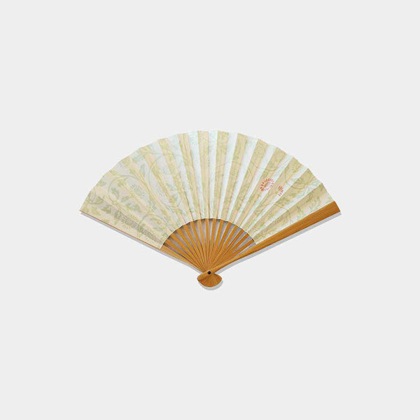 [Hand Fan] CHRYSANTHEMUM ARABESQUE Red White Bamboo For Ladies | Edo Folding Fans