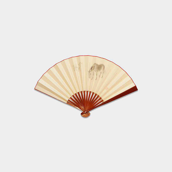 [Hand Fan] ZODIAC FOLDING FAN USHI(Ox) Black Painted TENKUFor Ladies | Edo Folding Fans