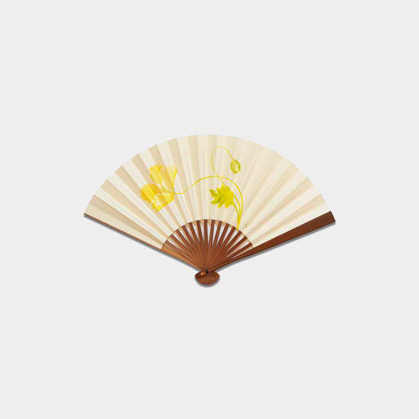 [Hand Fan] GOLD THREAD PLUM White Karaki Bamboo For Ladies | Edo Folding Fans