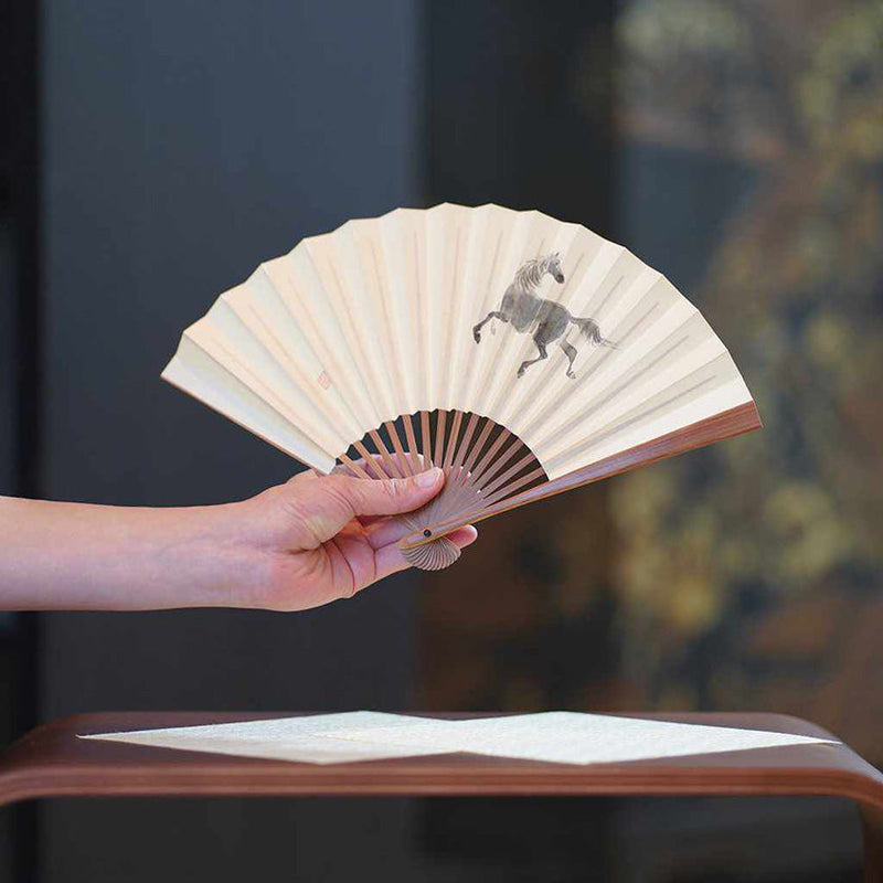 [Hand Fan] HORSE Soot and Bamboo For Ladies | Edo Folding Fans