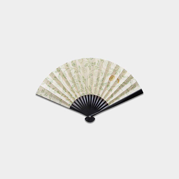 [Hand Fan] CHRYSANTHEMUM ARABESQUE Gold Black Paint For Ladies | Edo Folding Fans