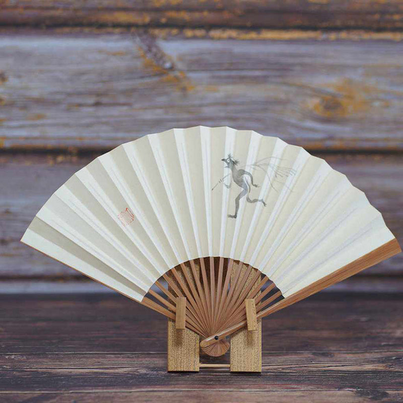 [Hand Fan] Hand-Drawing Picture KAPPA AYUMU Bamboo For Men| Edo Folding Fans