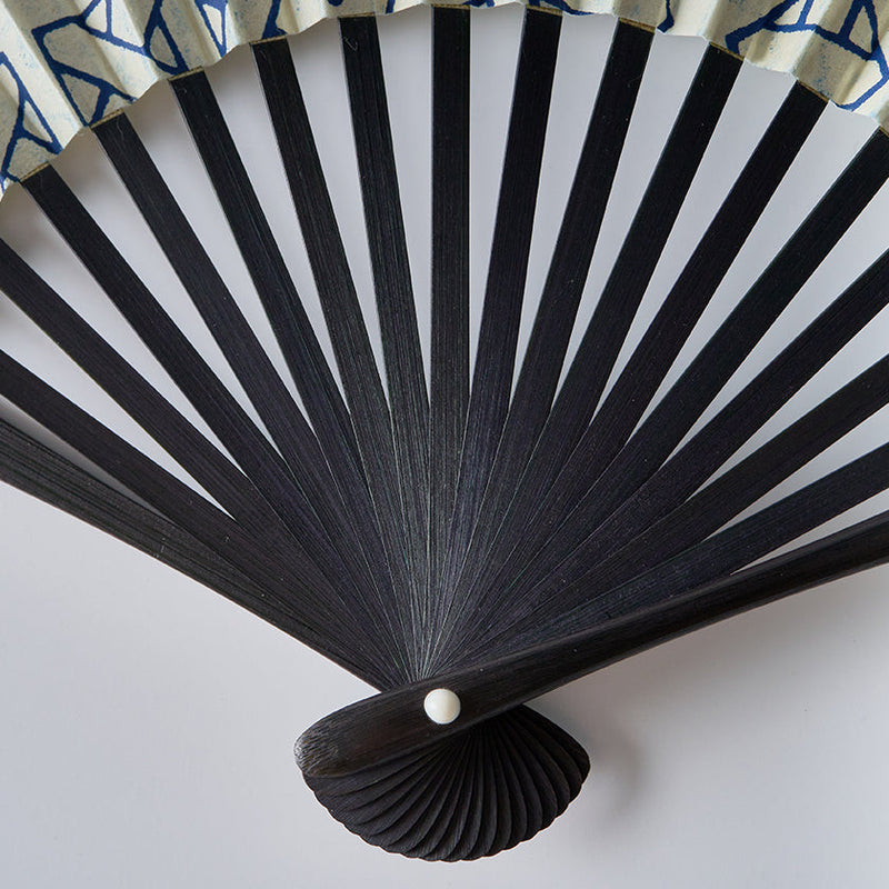 [Hand Fan] BISHAMON LATTICE Solid Black For Men | Edo Folding Fans