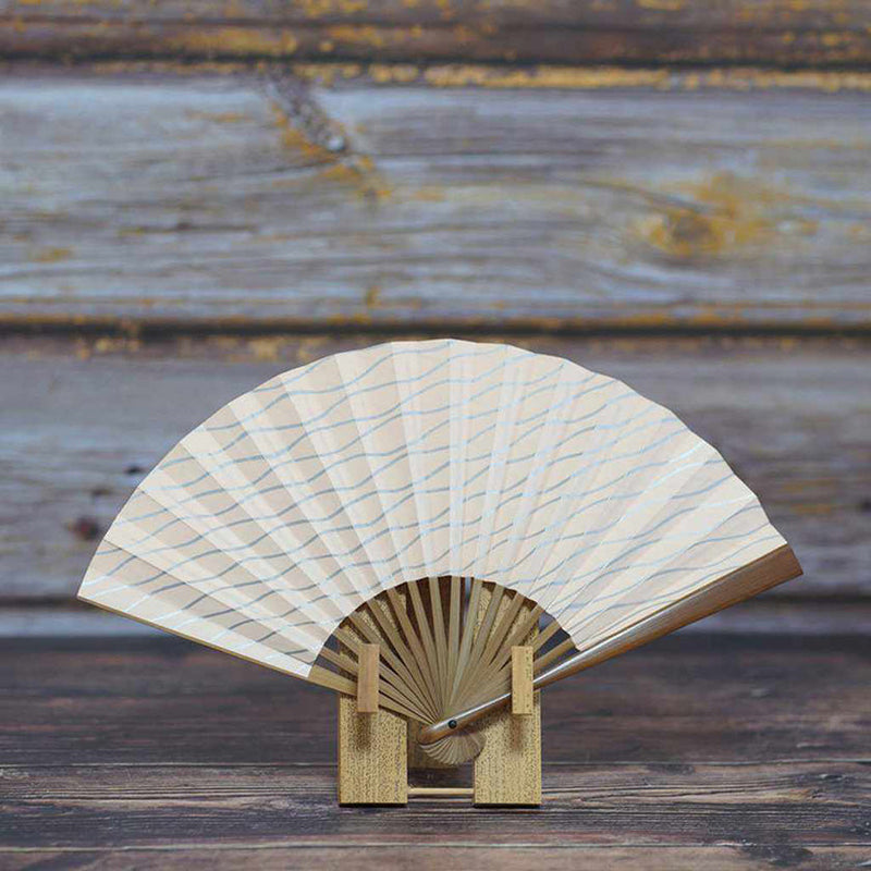 [Hand Fan] Tatewaku Silver Orange Karaki Bamboo For Ladies | Edo Folding Fans