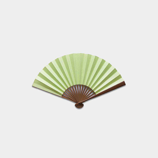 [Hand Fan] SHARK KOMON Silver Green Karaki Bamboo For Ladies | Edo Folding Fans