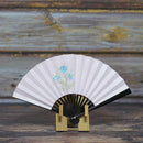 [Hand Fan] Hand-Drawing Picture FLOWER Blue Pink Black Lacquer For Ladies | Edo Folding Fans