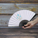 [Hand Fan] Hand-Drawing Picture FLOWER Blue Pink Black Lacquer For Ladies | Edo Folding Fans