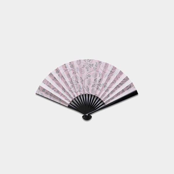 [Hand Fan] CHRYSANTHEMUM KARAKUSA Pink Black For Ladies | Edo Folding Fans