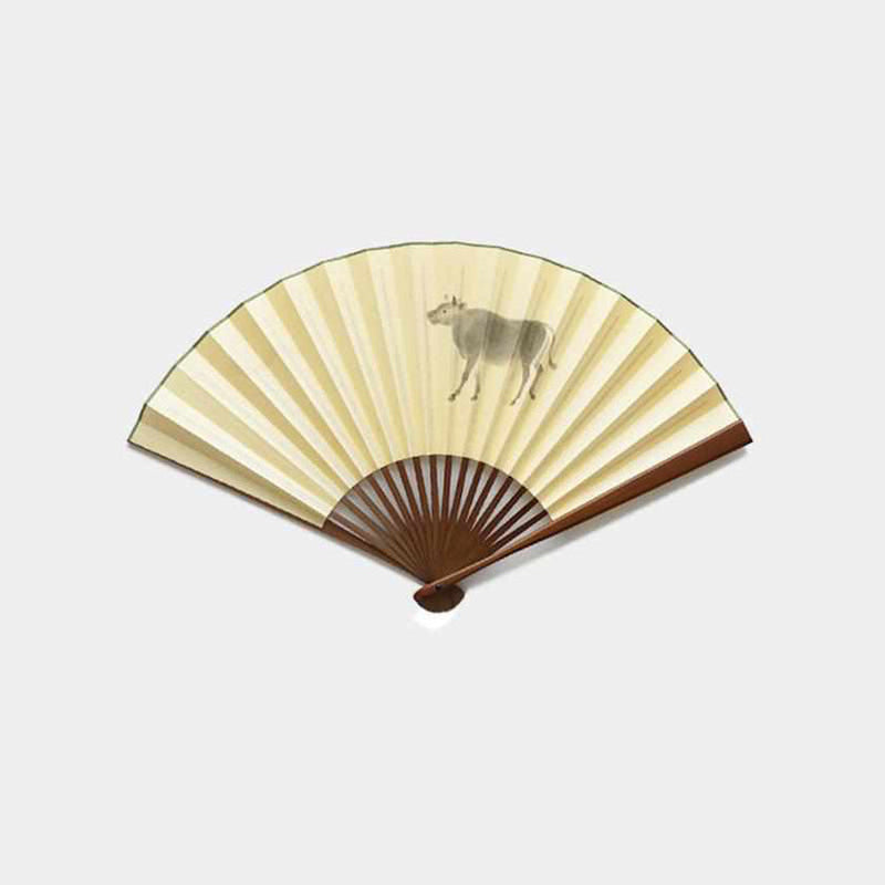 [Hand Fan] ZODIAC COW（OX) Hand-Drawing 1 For Men | Edo Folding Fans