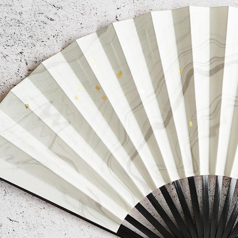 [Hand Fan] SUMINAGASHI KURONURI For Ladies | Unkindo Fukstsu | Edo Folding Fans