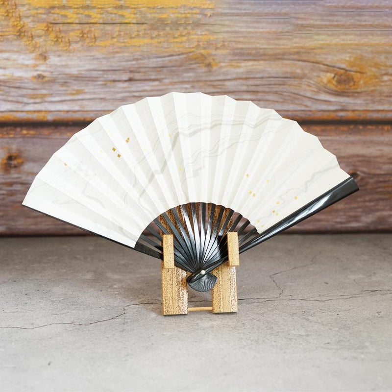 [Hand Fan] SUMINAGASHI KURONURI For Ladies | Unkindo Fukstsu | Edo Folding Fans