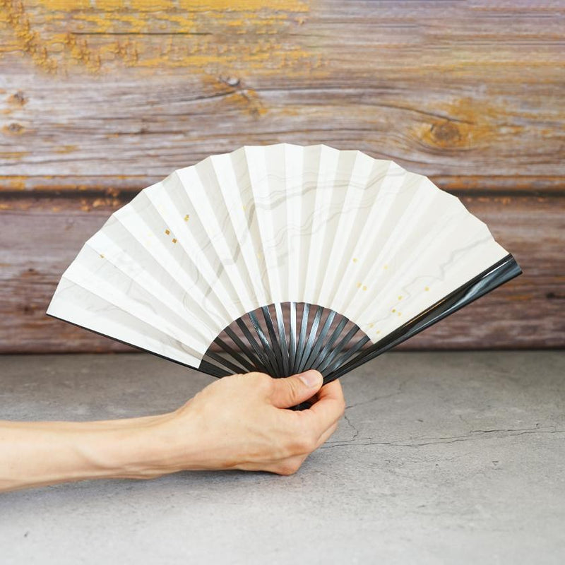 [Hand Fan] SUMINAGASHI KURONURI For Ladies | Unkindo Fukstsu | Edo Folding Fans