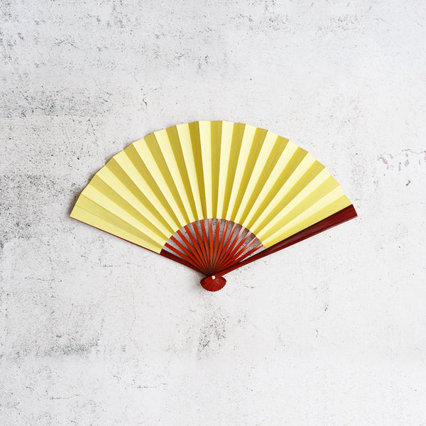 [Hand Fan] IROMUJI(Plain) Yellow TAMENURI For Ladies | Unkindo Fukstsu | Edo Folding Fans
