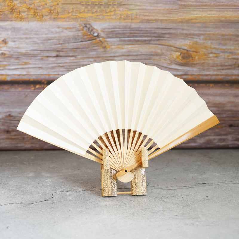 [Hand Fan] White CLOTH SHIRATAKE (White Bamboo) For Ladies | Unkindo Fukstsu | Edo Folding Fans