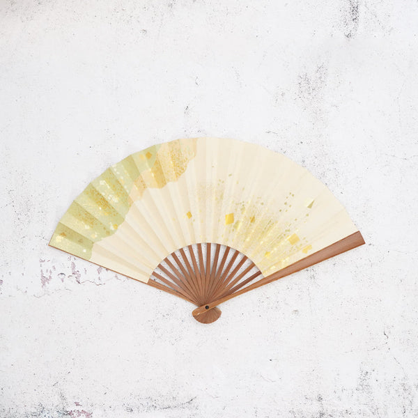 [Hand Fan] HAKU Green HONSUSU-TAKE For Ladies | Unkindo Fukatsu | Edo Folding Fans