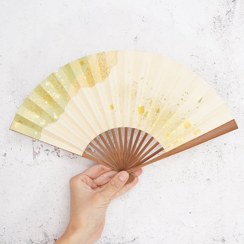 [Hand Fan] HAKU Green HONSUSU-TAKE For Ladies | Unkindo Fukatsu | Edo Folding Fans