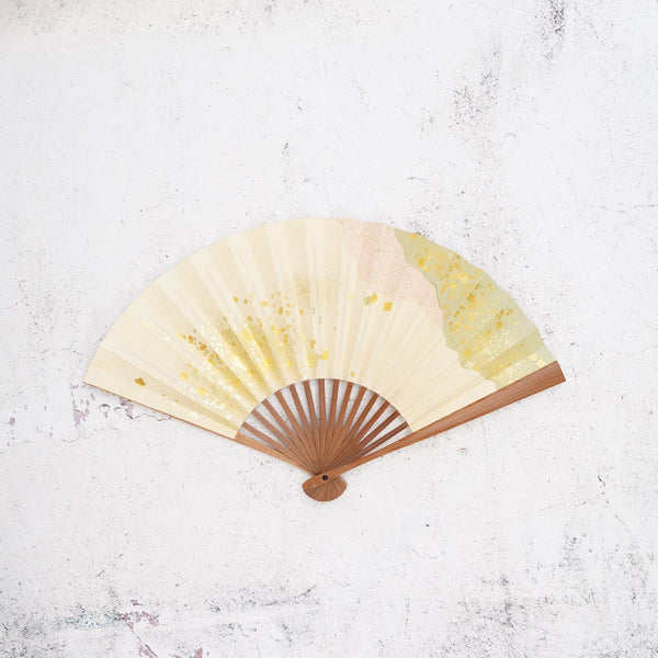 [Hand Fan] HAKU Pink-Green HONSUSU-TAKE For Ladies | Unkindo Fukatsu | Edo Folding Fans