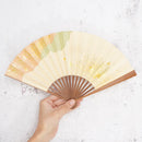 [Hand Fan] HAKU Orange-Green HONSUSU-TAKE For Ladies | Unkindo Fukatsu | Edo Folding Fans