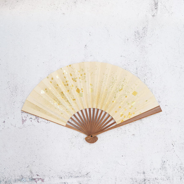 [Hand Fan] HAKU Gold-Orange HONSUSU-TAKE For Ladies | Unkindo Fukatsu | Edo Folding Fans