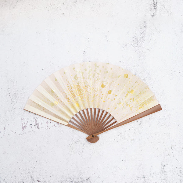 [Hand Fan] HAKU Gold-Pink HONSUSU-TAKE For Ladies | Unkindo Fukatsu | Edo Folding Fans