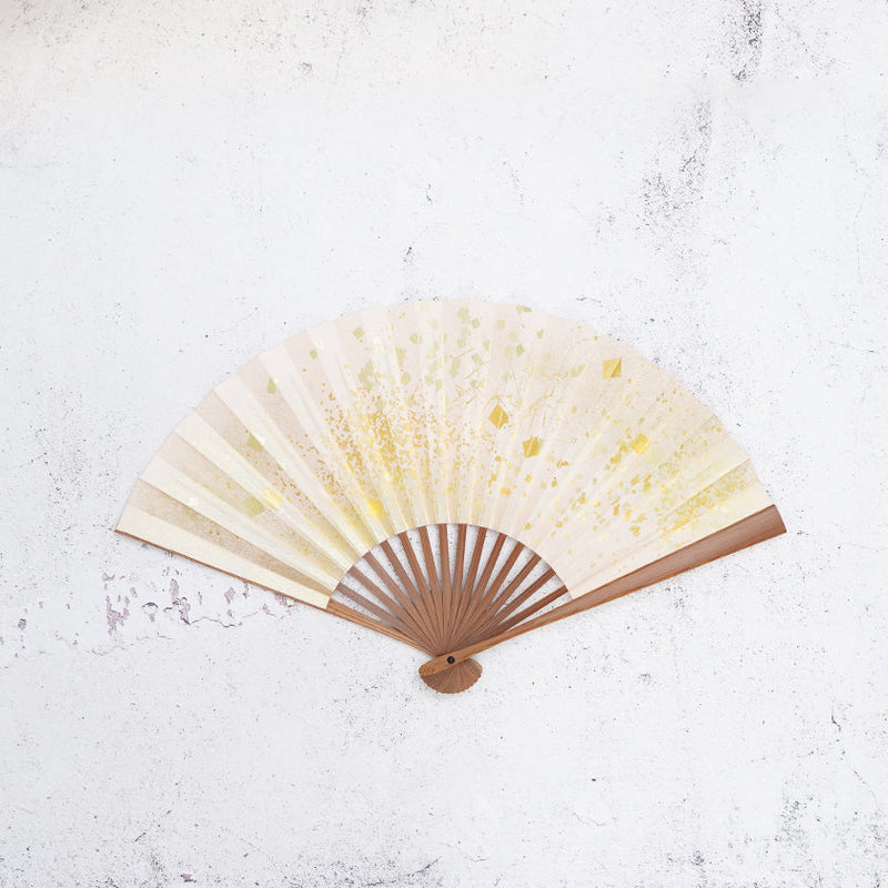 [Hand Fan] HAKU Gold-Pink HONSUSU-TAKE For Ladies | Unkindo Fukatsu | Edo Folding Fans