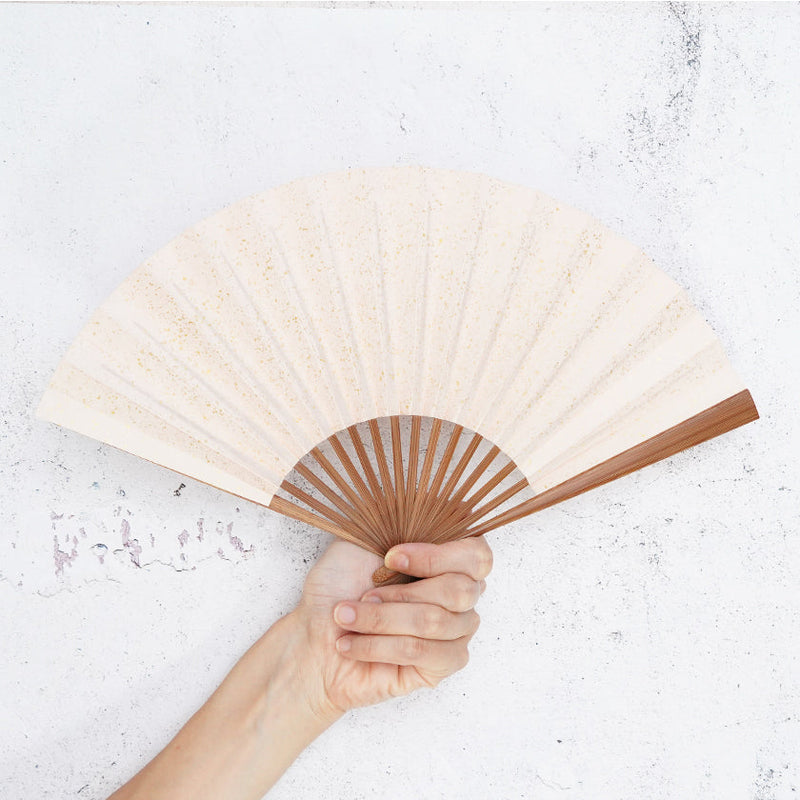 [Hand Fan] HAKU Gold-Pink HONSUSU-TAKE For Ladies | Unkindo Fukatsu | Edo Folding Fans