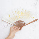 [Hand Fan] HAKU Gold-White HONSUSU-TAKE For Ladies | Unkindo Fukatsu | Edo Folding Fans