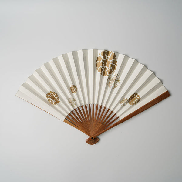 [Hand Fan] CALABASH White KIRA Gold Bamboo For Men | Edo Folding Fans｜Unkindo Fukstsu Hand Fan