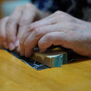 [Hand Fan] HAKU Orange-Green HONSUSU-TAKE For Ladies | Unkindo Fukatsu | Edo Folding Fans