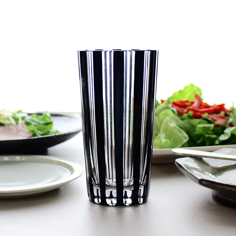 KUROCO STRIPED TUMBLER, Edo Kiriko Glass