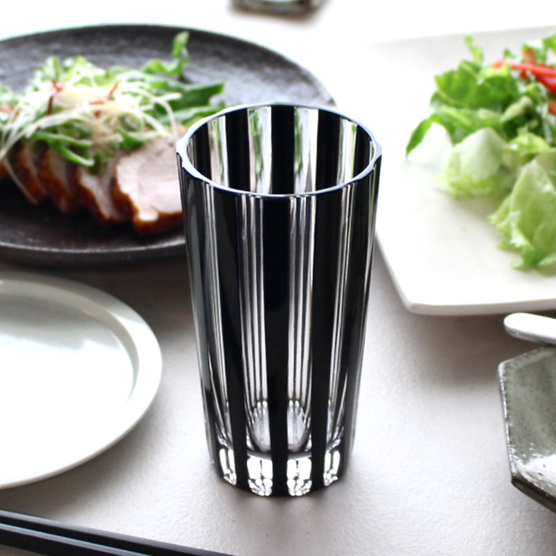 KUROCO STRIPED TUMBLER, Edo Kiriko Glass