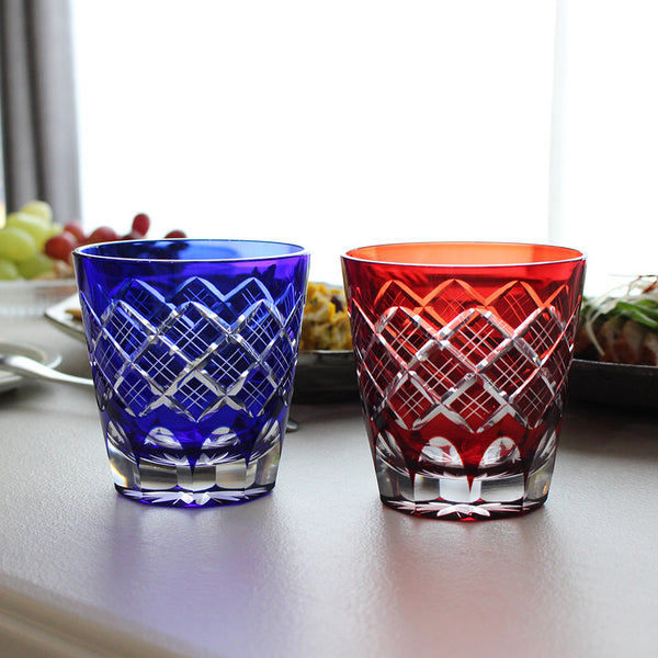 LAYERED YARAI OLD PAIR, Edo Kiriko Glass