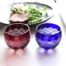 重ね矢来 丸ぐいのみペア【江戸切子】