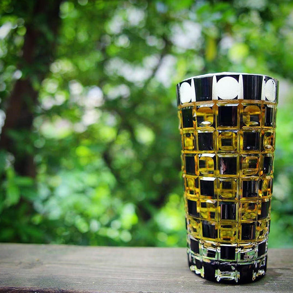 KUROCO TAMA CHECKERED TUMBLER, Edo Kiriko Glass