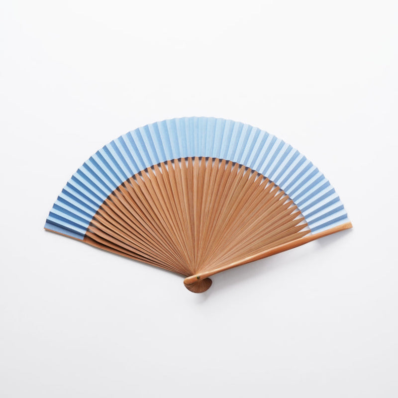 [Hand Fan] HAKUSAI Blue (Short-ground) 6.5SUN(7.7inch) | Kyoto Folding Fans | Yasuto Yonehara