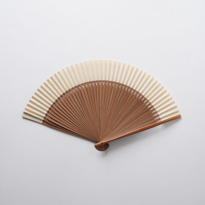 [Hand Fan] HAKUSAI Beige (Short-ground) 6.5SUN(7.7inch) | Kyoto Folding Fans | Yasuto Yonehara