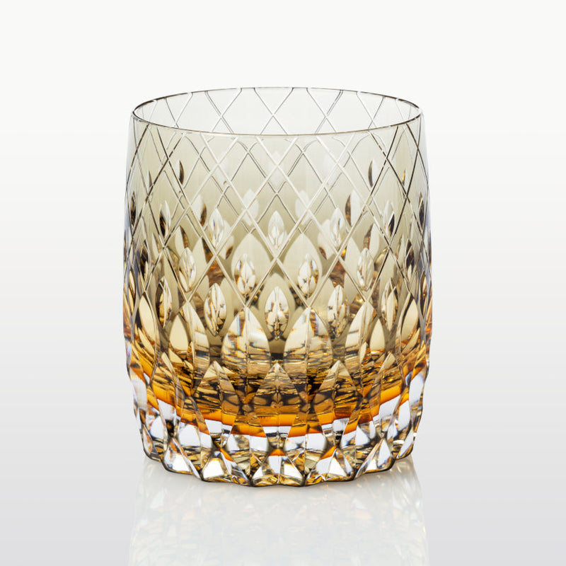 [ROCKS GLASS] WHISKEY GLASS KASANEIROME ENRAI (DISTANT THUNDER) | EDO KIRIKO | KAGAMI CRYSTAL