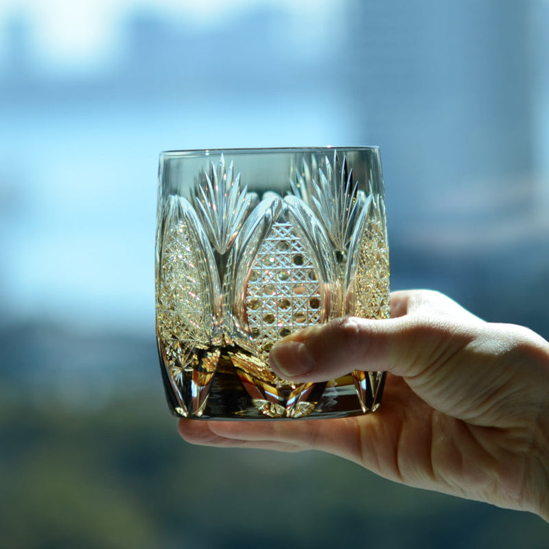 [ROCKS GLASS] WHISKEY GLASS KASANEIROME JUHYO (ICE TREES) | EDO KIRIKO | KAGAMI CRYSTAL