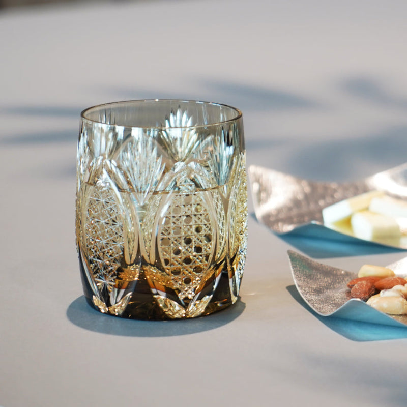 [ROCKS GLASS] WHISKEY GLASS KASANEIROME JUHYO (ICE TREES) | EDO KIRIKO | KAGAMI CRYSTAL