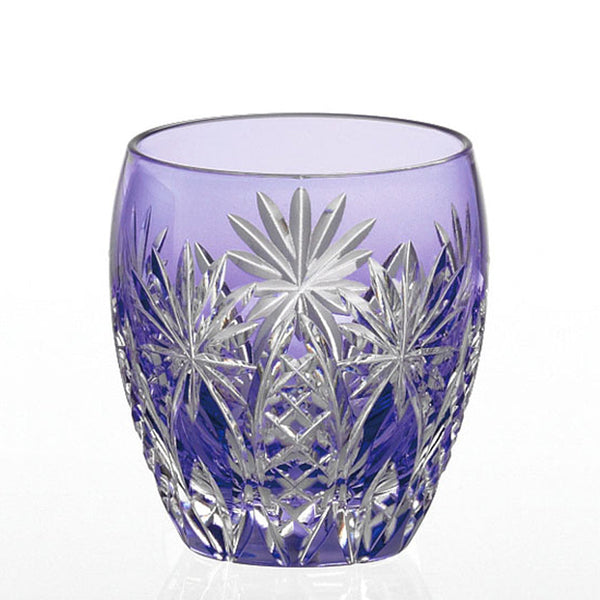 [ROCKS GLASS] WHISKEY GLASS BAMBOO FENCE & STAR (PURPLE) | EDO KIRIKO | KAGAMI CRYSTAL